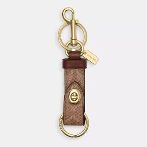 Coach Tan and Gold Leather Key Holder